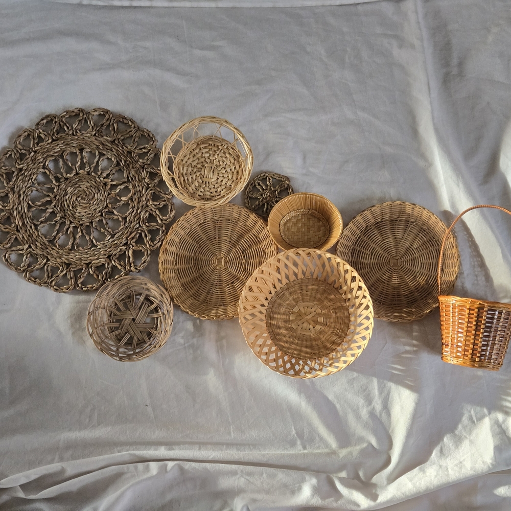 Earthy Toned Woven Baskets with Intricate Patterns